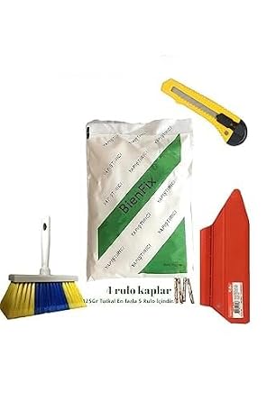 4'lü Süper Set Duvar Kağıdı Uygulama Seti Yapıştırıcısı-125 Gram Tutkal-Spatula-Plastik Fırça-Falçata