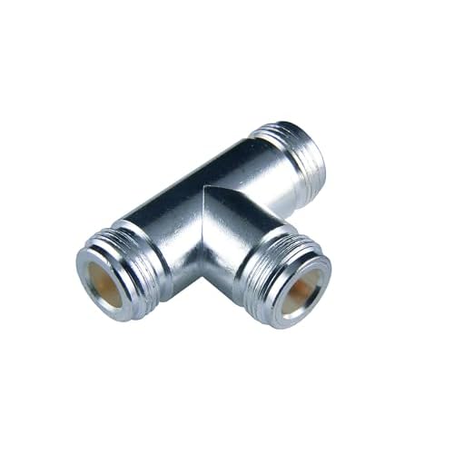 Coax N Type T-Adapter, N Female to N Female, Silver Plated Body, Gold Pin, 50ohm Impedance, 0-10GHz Frequency, 2 Ports, 1 Count
