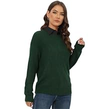 Jouica Lightweight Sweaters for Women Withe Collar for Women Medium Size