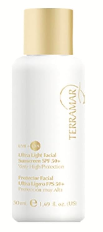 Terramar Ultra Light Facial Sunscreen SPF 50+ Very High Protection, Broad Spectrum UVA/UVB, Non-Greasy & Fast Absorbing, Ideal for Daily Face Use
