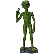 Pacific Giftware Alien We Come in Peace Figurine, Sci-Fi Extraterrestrial Resin Decorative Statue with Detailed Moon Base, Space Theme Collectible Home Decor 7.5H