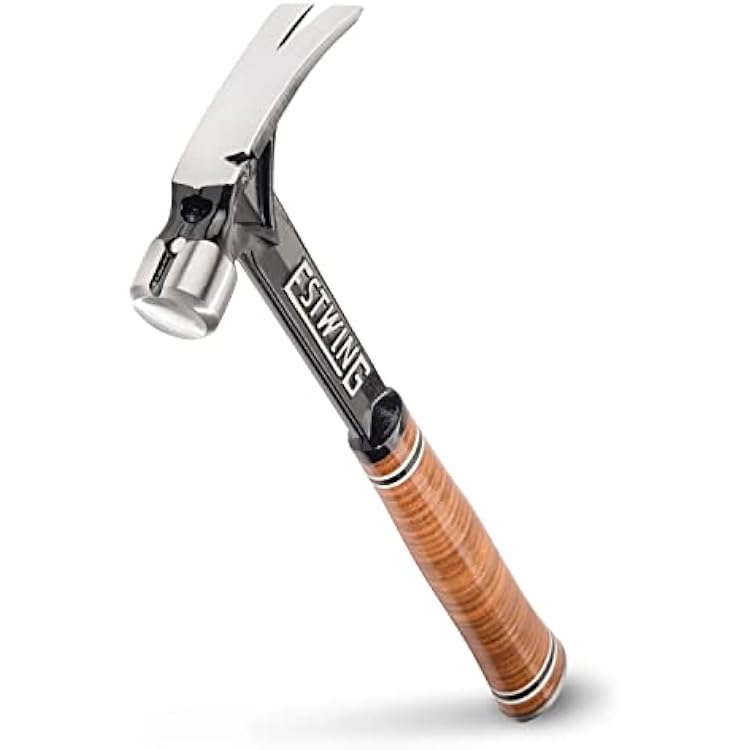 ESTWING Ultra Series Hammer - 15 oz USA Made Short Handle Rip Claw Framing Hammer with Smooth Face & Genuine Leather Grip - E15SR