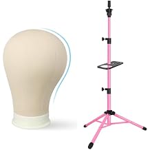 ZQIAN BEAUTY 50 Inch Adjustable Metal Wig Head Stand with Tool Tray, 22 Inch Canvas Mannequin Head with Mount Hole for Wig
