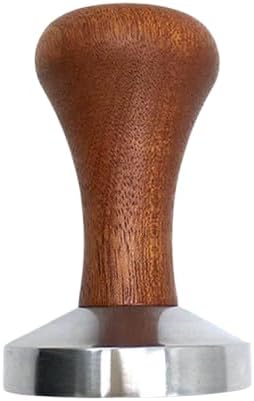 Coffee Time Ahşap Saplı Barista Kahve Tamper, Paslanmaz Çelik Taban (58 mm)