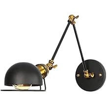Wall Light Sconce Postmodern Art LED Iron Art Wall Light Swing Arm Adjustable Wall Sconce for Study Bedroom Bedside Hallway Decoration Wall Lamp-Matte Black(Black+Brass)