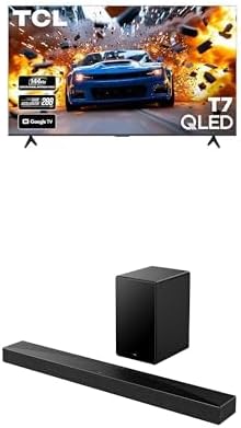 TCL 75-Inch T7 Series (75T7, 2025 Model) 4K QLED with Dolby Vision HDR & Dolby Atmos Smart TV with Google TV + Q65H Q Class 5.1 Channel Sound Bar with Dolby Atmos