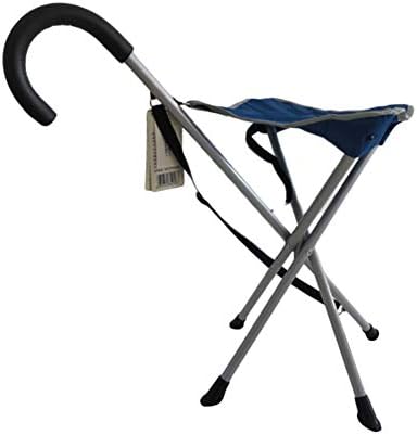 ZAPION Multifunction Folding Cane Seat, Aluminum Alloy Crutch Chair with 3 Legs, Outdoor Travel, Lightweight Walking Stick for Seniors, Safe and Durable