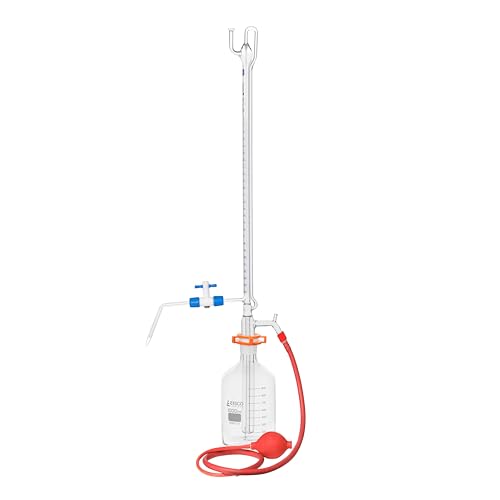 Automatic Zero Burette, 25ml - Class A - 2932 Joint Size - 0.05ml Tolerance, 0.10ml Sub. Divisions - 1000ml Reservoir Capacity - with Intermediate Stopcock & Schellbach Stripe - Eisco Labs