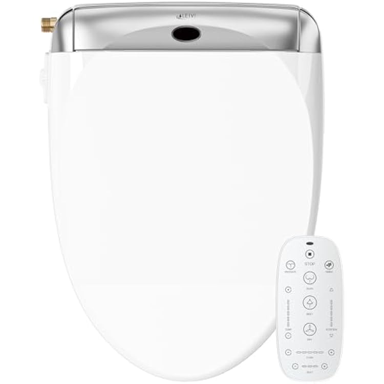 LEIVI Electric Bidet Toilet Seat with Wireless Remote and Side Panel, Multiple Spray Modes, Adjustable Heated Seat, Warm Water and Air Dryer, Auto LED Nightlight, Elongated