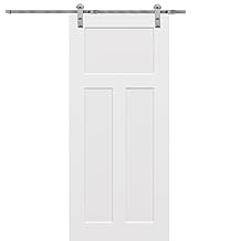 National Door Company ZZ09547 Solid Core Molded Craftsman 3-Panel Flat, Primed, 32" x 80", Barn Door Unit