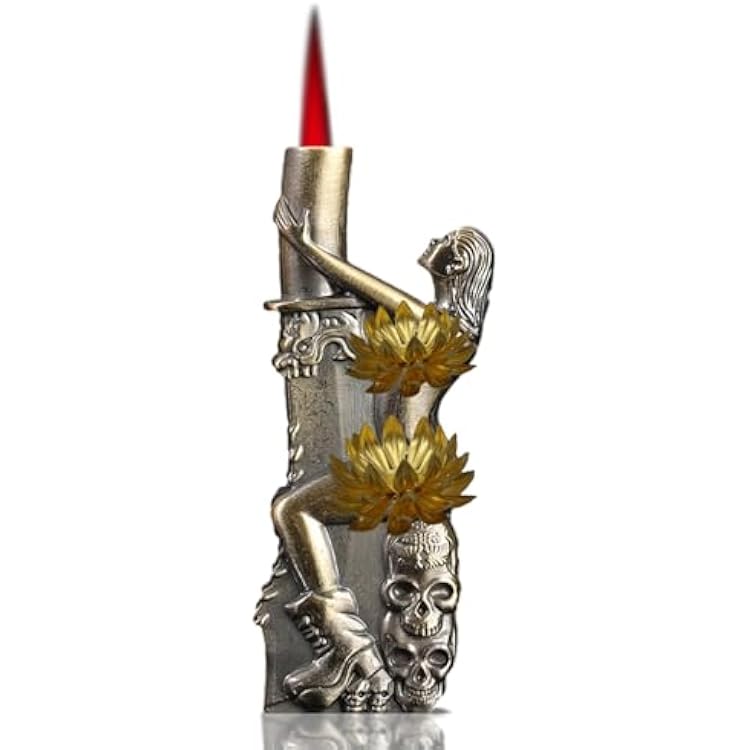 Butane Torch Lighter, Refillable Lighter, Butane Soft Flame No Gas-Brass