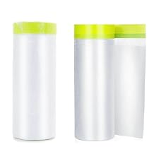 Pre-Taped Masking Film 2 Rolls 59" x 66' Automotive Painters Tape and Plastic Painting Film for Covering Cars Walls Windows and Floor Furniture Protection