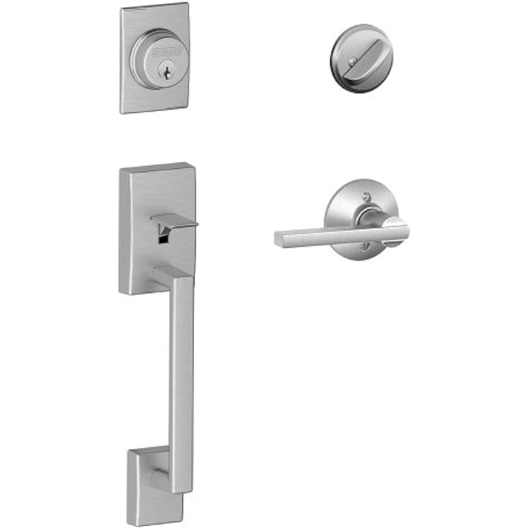 SCHLAGE Century Single Cylinder Handleset and Latitude Lever, Satin Chrome F60 CEN 626 LAT