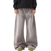Y2K Loose Fit Boyfriend Straight High Waisted Denim Pants Vintage Simple Jeans for Men