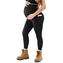 SINOPHANT Maternity Fleece Lined Leggings Over The Belly with Pockets,Thermal Womens Pregnancy Workout Pants Warm Winter