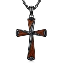 MEDWISE Wooden Cross Necklace Black/Silver/Gold for Men S925 Sterling Silver Real Natural Ebony Wood Cross Pendant Cross Necklaces Protection Jewelry for Men Women Wife Husband Friend Birthday Gifts