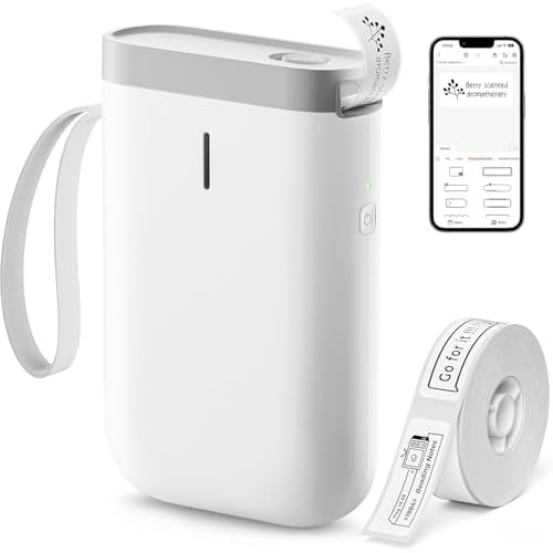 DEEPIN Label Maker Machine Portable Bluetooth Label Maker with Tape, Thermal Label Printer Multiple Templates for Phone, Mini Label Sticker Printer for Business Office Organization Grey