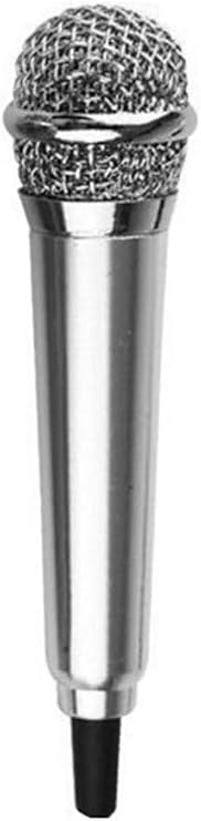 1Pc Silver Mini Singing Mic Equipment 3.5mm Condenser Microphone Phone Karaoke Mic with Stand Singing Mic Equipment Mini Handheld Microphone for Mobile Phone Laptop,Wireless Microphones and Systems