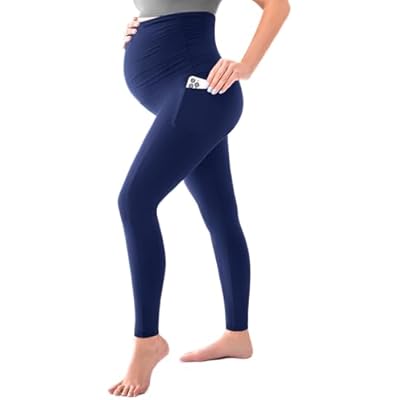 SINOPHANT Womens Maternity Leggings Over The Belly with Pockets,Pregnancy Yoga Pants Workout Leggings