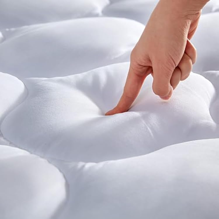 SLEEP ZONE Quilted Fitted Mattress Pad Cover Cal King - Soft Fluffy Pillow Top Bed Mattress Topper Deep Pocket 8-21 inch, Cal King