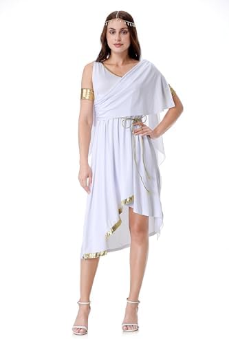 Colorful House White Goddess Dress - Ancient Greek Goddess Athena Costume Medium, Elegant White