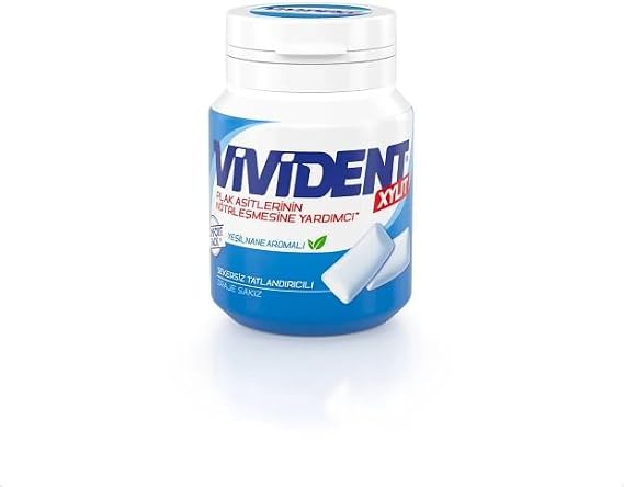 Vivident Green Mint Flavored Sugar-Free-Sweetener Dragee Gum Box 67g