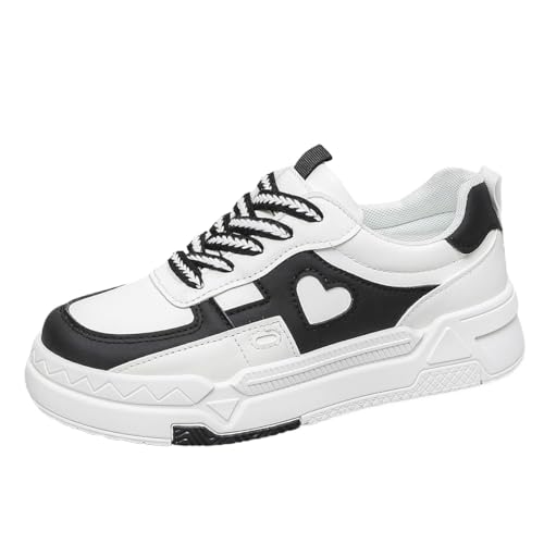 Womens Black and White Style Fashion Sneakers, Low top Roller Skates, Casual Walking Sneakers