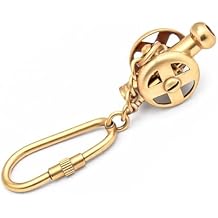 Brass Keychain Vintage Key Ring with Screw Lock Carabiner for Car Keys, Home Lock Keys, Antique Solid Keychain Holder