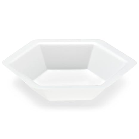 Weighing Boats by Globe Scientific, Hexagonal Shaped, Bendable Polystyrene, Easy Pour Design, Disposable Scale Trays for Weighing & Mixing Liquid & Powder, Antistatic, 20mL Capacity, White, Case 500