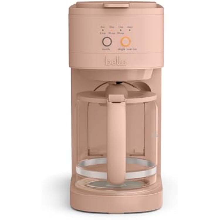 BELLA VersaBrew 2-in1 Coffee Maker, K-Cup compatible, Brew 3 Sizes Carafes & Single Serve Cups, Dishwasher Safe Reusable Filter & Filter Holder, Iced Coffee Function, 60oz Tank, Blossom
