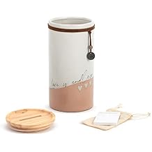 DEMDACO Love Is Patient Pale Pink Heart 8.5 x 4 Ceramic and Wood Inspirational Jar with Cards