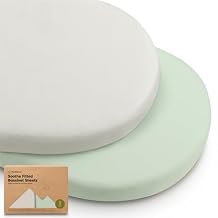 2-Pack Organic Baby Bassinet Sheets Boys, Girls - 100% Cotton Bassinet Mattress Sheets Compatible with Halo Bassinest Swivel Sleeper, Graco, Baby Delight, Universal Bassinet Fitted Sheets (Sage)