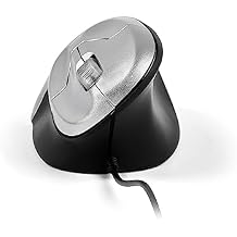 BakkerElkhuizen Vertical Mouse Grip Mouse - Ergonomic Mouse with Cable - Right-Handed Mouse Ergonomic - Silver/Black