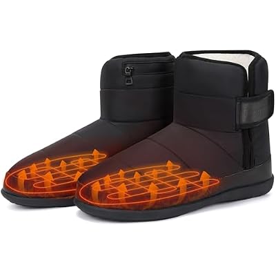 Dr.Warm Heated Slipper Boots for Women Men, Rechargeable Battery Winter Ankle Booties with Cozy Faux Shearling Lining, Non-Slip Soles for IndoorOutdoor Warmth