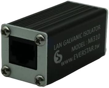 EverStar MI-310 Metallic Housing Ethernet Video/Audio Isolator for Android TV and Hi-Res Audio Systems (RJ45) | LAN Signal Noise Filter | Black