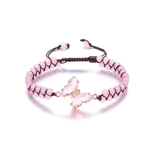 CrystalTears Crystal Butterfly Bracelet for Women, Adjustable Womens Healing Gemstone Beaded Bracelets Stone Layered Crystal Bracelet Jewelry Gifts for Women Mom Christmas