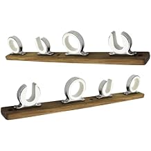 MARINE CITY Fishing Rod Storage Hanger Rack, 4-Rod Reel with Teak Base, Length 2.71 Inches for Boats Yachts Cars & Marine Use