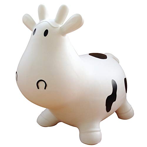 AppleRound Inflatable Ride-on Bouncy Animal Hopper Horse, Cow or Unicorn Kids Space Hopper Bouncer with Hand Pump Jumping Toy for IndoorOutdoor Play