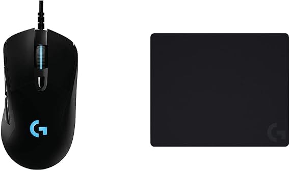 Logitech G403 Hero 25K Gaming Mouse, Lightsync RGB, Lightweight 87G+10G Optional, Braided Cable, 25, 600 DPI, Rubber Side Grips w/ G440 Hard Gaming Mouse Pad, 340 x 280 x 5 mm