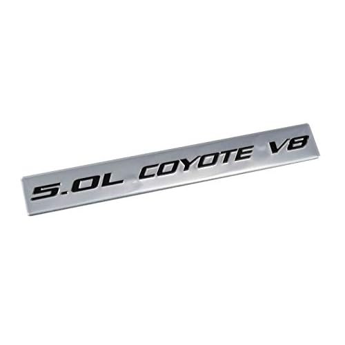 2011-2019 Mustang GT F150 5.0 Coyote V8 Emblem Silver with Black Lettering