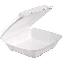 DART 90HTPF1R Foam Hinged Lid Container 1-Comp 9 x 9 2/5 x 3 White 100/Bag 2 Bag/Carton