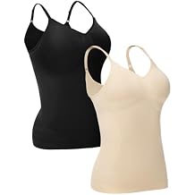 ATTLADY Compression Tank Tops for Women, High Shaping Scoop & V-Neck Cami, Shapewear Tummy Control Camisole