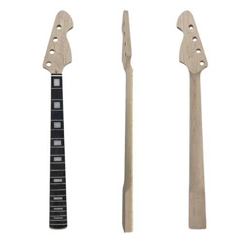 Maple Replacement Electric Bass Guitar Neck, 4-String 20 Fret 30 Scale Length 42mm Nut and 65mm Heel Rosewood Fretboard Bolt On Unfinished Bass Neck DIY Installation & Repair