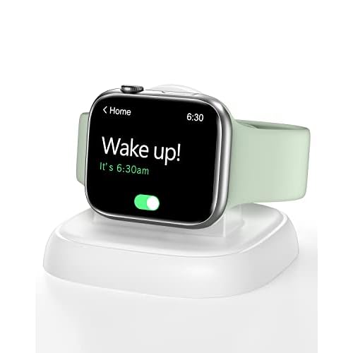 NEWDERY Charger Stand for Apple Watch, Portable Watch Charger for iWatch with USB C Cable,Fast Charging,Wireless Charging Station for iWatch Series 11109876Ultra532SE, White