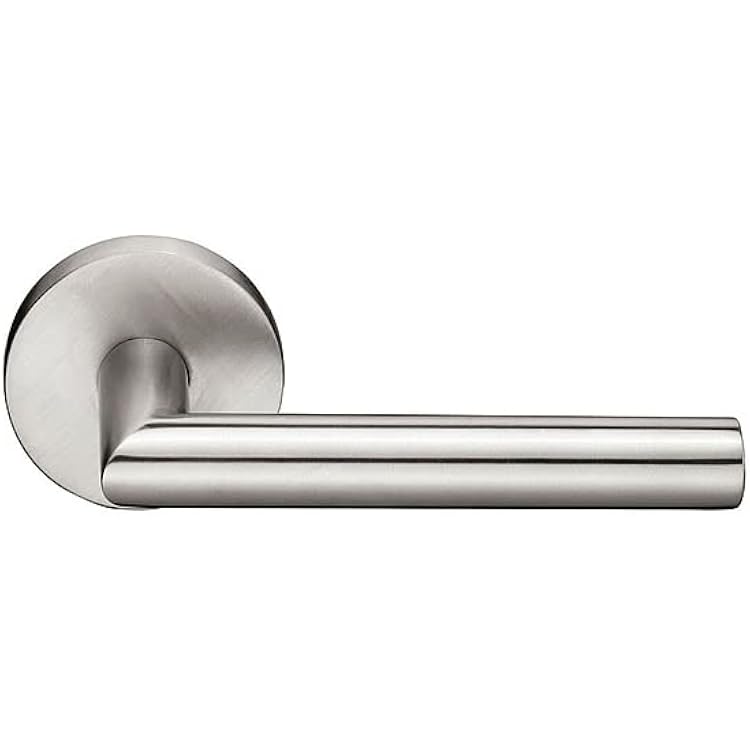 Emtek Privacy, Disk Rosette, Stuttgart Lever, Brushed Stainless Steel, RH