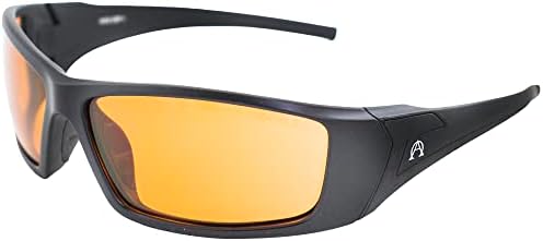 Alpha Omega AO2 Motorcycle Sunglasses Sports Riding Safety Glasses Z87.1 for Men or Women Black Frame Amber Lenses