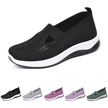 Women's Woven Orthopedic Breathable Soft Sole Shoes, Women Slip-On Arch Support Shoes, Mesh Orthopedic Walking Shoes