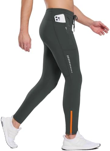 baleaf Men's Thermal Running Tights Fleece Compression Leggings Winter Pants Zipper Pockets Cycling Gear Cold Weather