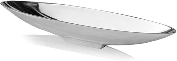 Modern Day Accents 8662 Barco Short Boat Tray, Cast Aluminum, Silver, Morror Shine