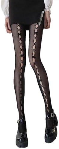 WOWARKI Bow Tie Fishnet Sheer Tights, Sexy Sheer Pantyhose Y2K Fairy Grunge Aesthetic Stockings, Lolita Women Leggings
